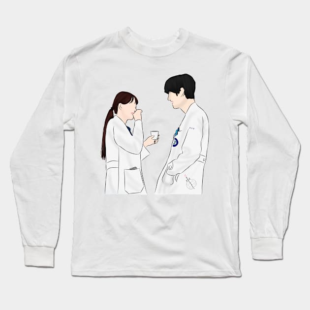 Dr Romantic Korean Drama Fan Art Long Sleeve T-Shirt by ArtRaft Pro